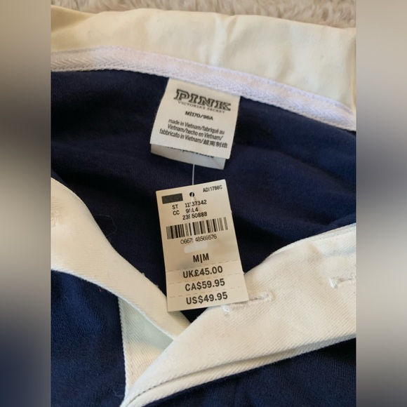 PINK navy and white collard shirt - Picture 2 of 2